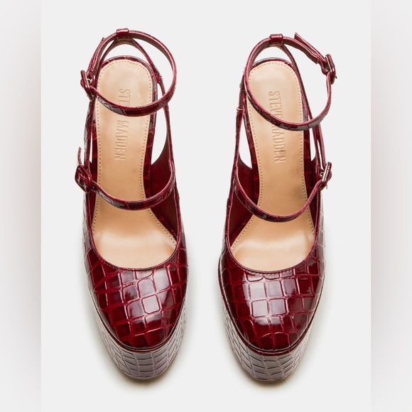Steve Madden women’s heels size 7 SCOTLYN RED CROCODILE - Picture 7 of 9